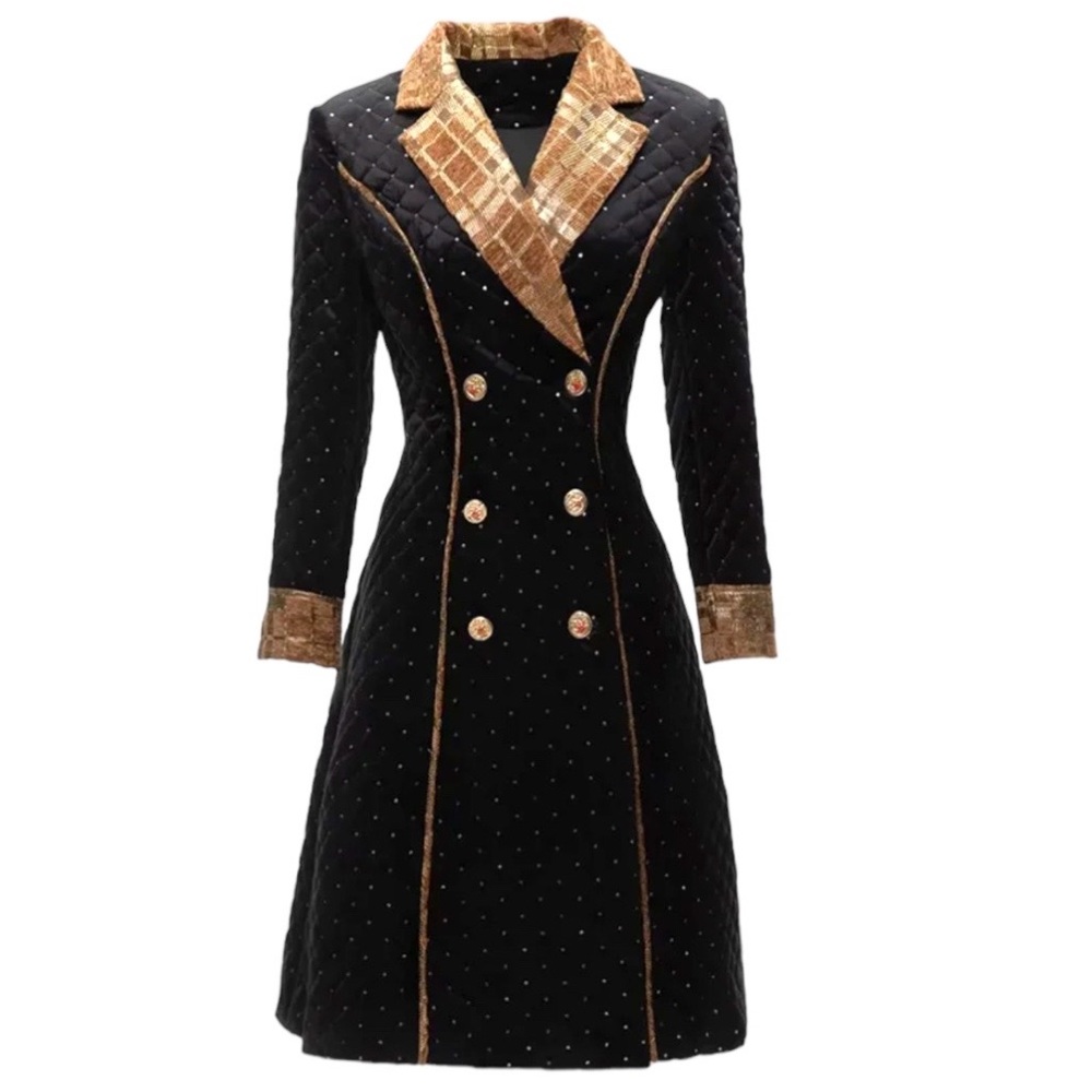GORGEOUS Quilted Velvet Metallic Long Jacket The Ipinel